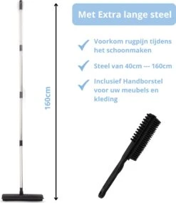 2 In 1 Rubberen Bezem – Bezem Binnen & Buiten – Vloerwisser Met Steel - Met Huisdierhaar Verwijderaar - Vloertrekker – Veger - Extra Lang 160cm -Tuingereedschap Winkel 1039x1200