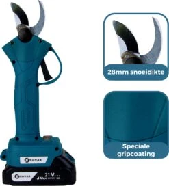 NovarGarden® Elektrische Snoeischaar NG1 - 2x Accu - Elektrisch - Takkenschaar - Op Batterij - 28mm -Tuingereedschap Winkel 1089x1200