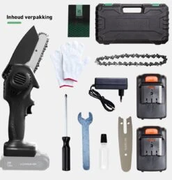 Mardin Mini Kettingzaag - Snoeizaag - Kettingzaag - Kettingzaag Electrisch Met 2 Accu - Inclusief Koffer - 1 Extra Accu - Zwart -Tuingereedschap Winkel 1151x1200