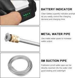 Merkloos Elektrische Accu-Hogedrukreiniger - 1.2mpa - Multifunctioneel Mondstuk - Draagbaar Oplaadbaar Snoerloos - Reinigingsspuitpistool - Met Rijke Accessoires - Voor Auto, Tuin, Terras, Raam - Zwart -Tuingereedschap Winkel 1152x1200
