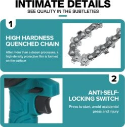 Merkloos Mini Accu Kettingzaag - 4 Inch Elektrische Boomzaag - Handkettingzaag - Met 2 Accu En 1 Oplader - Voor Tuinboom Ranch Bomen Snijden Hout- Blauw -Tuingereedschap Winkel 1179x1200