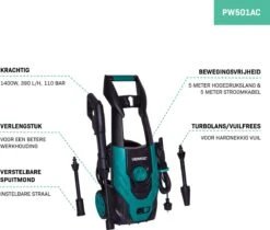 VONROC Hogedrukreiniger V14-1 - 1400W – 110 Bar – 390 L/h – Incl. 5m Slang, Spuitstukken En Accessoires -Tuingereedschap Winkel 1200x1022 2