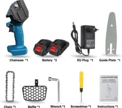 Merkloos Mini Accu Kettingzaag - 4 Inch Elektrische Boomzaag - Handkettingzaag - Met 2 Accu En 1 Oplader - Voor Tuinboom Ranch Bomen Snijden Hout- Blauw -Tuingereedschap Winkel 1200x1062