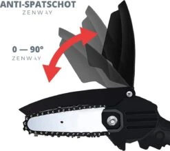 Zenway - Mini Kettingzaag - Snoeizaag - Kettingzaag - Kettingzaag Elektrisch Met 1 Accu- Inclusief Koffer - 1 Extra Accu - Zwart -Tuingereedschap Winkel 1200x1064