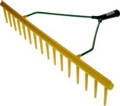 Excellent - Blad Hark - Polyhark Recht Rand - Tuin En Gazon Hark - Handhark - Grashark - Hark Zonder Steel - 16 Tanden - Rood - 65 CM