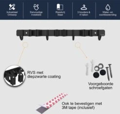 Volcan Bezemhouder - Bezem Ophangsysteem Tuingereedschap - Gereedschapshouder - Zelfklevend - 3M Tape - 3 Houders 4 Haken - RVS Zwart 12 Volcan Bezemhouder - Bezem Ophangsysteem Tuingereedschap - Gereedschapshouder - Zelfklevend - 3M Tape - 3 Houders 4 Haken - RVS Zwart -Tuingereedschap Winkel 1200x1148 2