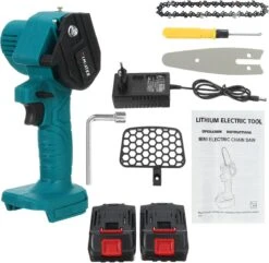 Merkloos Mini Accu Kettingzaag - 4 Inch Elektrische Boomzaag - Handkettingzaag - Met 2 Accu En 1 Oplader - Voor Tuinboom Ranch Bomen Snijden Hout- Blauw -Tuingereedschap Winkel 1200x1170