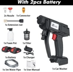 Merkloos Elektrische Accu-Hogedrukreiniger - 20Bar - Multifunctioneel Mondstuk - Draagbaar Oplaadbaar Snoerloos - Reinigingsspuitpistool - Met Rijke Accessoires - Voor Makita 18V-batterij - Voor Auto, Tuin, Terras, Raam (Zwart) -Tuingereedschap Winkel 1200x1178 7