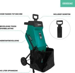 VONROC Hakselaar/Shredder 2500W – Voor Takken Tot Ø45mm – Incl. 45L Opvangzak & Duwstok -Tuingereedschap Winkel 1200x1179 15
