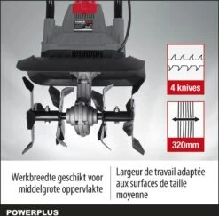 Powerplus POWEG7010 Tuinfrees - 1050W - Werkbreedte 320mm - Werkdiepte Max. 220mm - Incl. 4 Messen 10 Powerplus POWEG7010 Tuinfrees - 1050W - Werkbreedte 320mm - Werkdiepte Max. 220mm - Incl. 4 Messen -Tuingereedschap Winkel 1200x1179 6