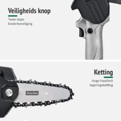 Mardin Mini Kettingzaag - Snoeizaag - Kettingzaag - Kettingzaag Electrisch Met 2 Accu - Inclusief Koffer - 1 Extra Accu - Grijs -Tuingereedschap Winkel 1200x1200 15