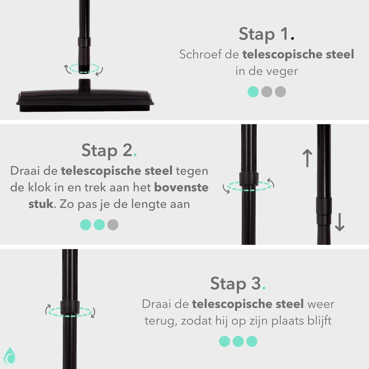 CLEANLY® Rubberen Bezem Met Vloerwisser - Kappersbezem - Zachte Bezem Binnen & Buiten - Vloertrekker Met Steel - 68-150 Cm 3 CLEANLY® Rubberen Bezem Met Vloerwisser - Kappersbezem - Zachte Bezem Binnen & Buiten - Vloertrekker Met Steel - 68-150 Cm - Afbeelding 3