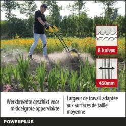Powerplus POWXG72010 Tuinfrees - 1500W - Werkbreedte 450mm - Werkdiepte Max. 220mm - Incl. 6 Messen En Wielen -Tuingereedschap Winkel 1200x1200 234