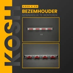 Merkloos Stevige Bezemhouder - Aluminium - Ophangsysteem Bezem - 5 Haken & 4 Houders - Gereedschaphouder - Opbergsysteem -Tuingereedschap Winkel 1200x1200 242