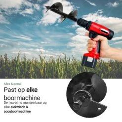 MaatWorkz - Grondboor - 25 CM - Boormachine - Bollenplanter - Moestuin - Palenboor - Boor - Tuin -Tuingereedschap Winkel 1200x1200 301