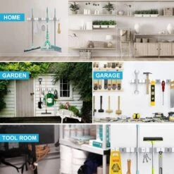 BOTC Bezemhouder - 5 Houders 6 Haken Bezem Ophangsysteem - Zeflklevend - Opbergsysteem - Ophanghaken - Tuingereedschap - Gereedschap Opbergen -Tuingereedschap Winkel 1200x1200 305