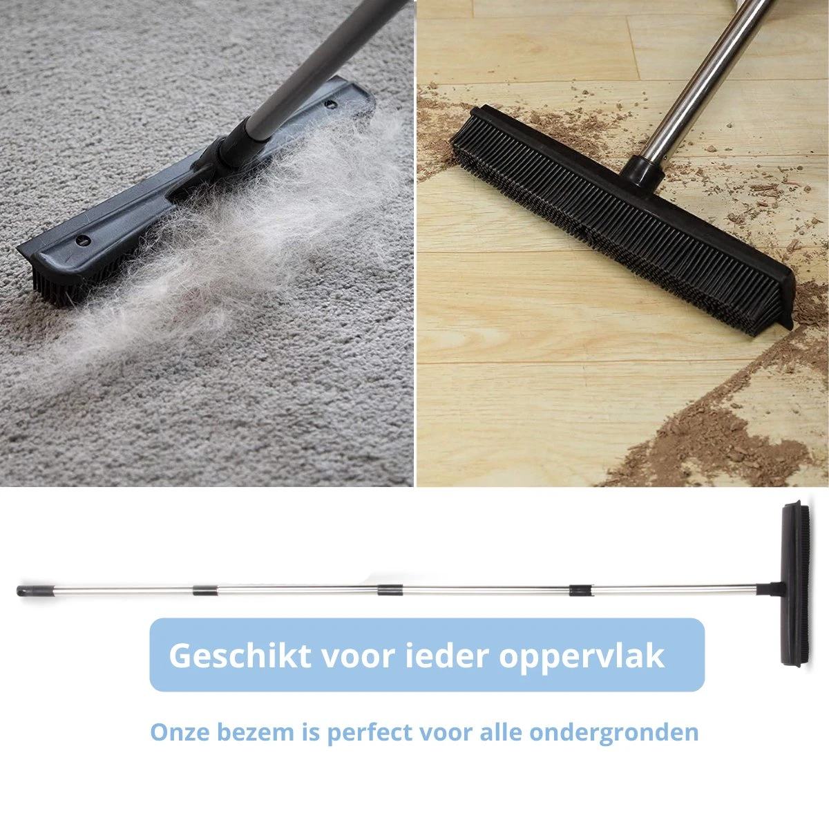 De Blaffende Kat 2 In 1 Rubberen Bezem – Bezem Binnen & Buiten – Vloerwisser Met Steel - Vloertrekker – Veger - Extra Lang 160cm 5 De Blaffende Kat 2 In 1 Rubberen Bezem – Bezem Binnen & Buiten – Vloerwisser Met Steel - Vloertrekker – Veger - Extra Lang 160cm - Afbeelding 5