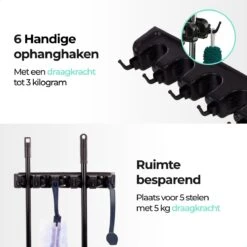 CLEANLY® Bezemhouder - Ophangsysteem Voor Tuingereedschap - Bezem Ophangsysteem - Gereedschapshouder Met Ophanghaken - ABS -Tuingereedschap Winkel 1200x1200 341