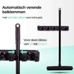CLEANLY® Bezemhouder - Ophangsysteem Voor Tuingereedschap - Bezem Ophangsysteem - Gereedschapshouder Met Ophanghaken - ABS -Tuingereedschap Winkel 1200x1200 343