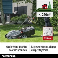 Powerplus POWEG63703 Elektrische Grasmaaier - Grasmachine Voor Kleine Tuin - 1000 W - 32cm Maaibreedte - 30L Opvangbak - Verstelbare Maaihoogte -Tuingereedschap Winkel 1200x1200 365
