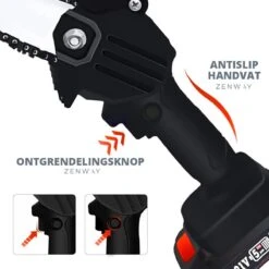 Zenway - Mini Kettingzaag - Snoeizaag - Kettingzaag - Kettingzaag Elektrisch Met 1 Accu- Inclusief Koffer - 1 Extra Accu - Zwart -Tuingereedschap Winkel 1200x1200 41