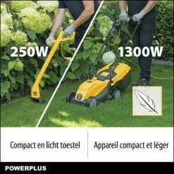 Powerplus POWXG6212T Elektrische Grasmaaier - Grasmachine Voor Kleine En Middelgrote Tuin - 1300W - Maaibreedte 320mm - Verstelbare Maaihoogte - 30L Opvangbak - Incl. Grastrimmer 250W -Tuingereedschap Winkel 1200x1200 415