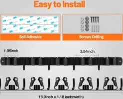BOTC Bezemhouder - 5 Houders 6 Haken - Gereedschapshouder - Zeflklevend - Bezem Ophangsysteem - Ophanghaken - Tuingereedschap -Tuingereedschap Winkel 1200x966 1