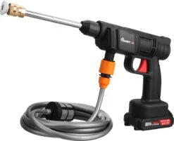 Merkloos Elektrische Accu-Hogedrukreiniger - 1.2mpa - Multifunctioneel Mondstuk - Draagbaar Oplaadbaar Snoerloos - Reinigingsspuitpistool - Met Rijke Accessoires - Voor Auto, Tuin, Terras, Raam - Zwart -Tuingereedschap Winkel 1200x976 3