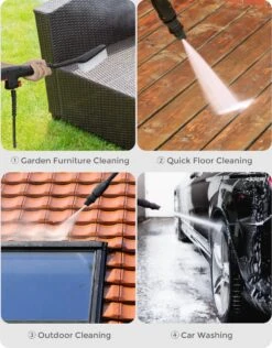 Merkloos Home Hogedrukreiniger - 2100W - 165 Bar - Met Verstelbare Nozzles Slanghaspel 5m Netsnoer 10m Slang - Voor Reiniging Huis Auto Tuin -Tuingereedschap Winkel 939x1200 3