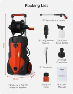 Merkloos Home Hogedrukreiniger - 2100W - 165 Bar - Met Verstelbare Nozzles Slanghaspel 5m Netsnoer 10m Slang - Voor Reiniging Huis Auto Tuin -Tuingereedschap Winkel 939x1200 6